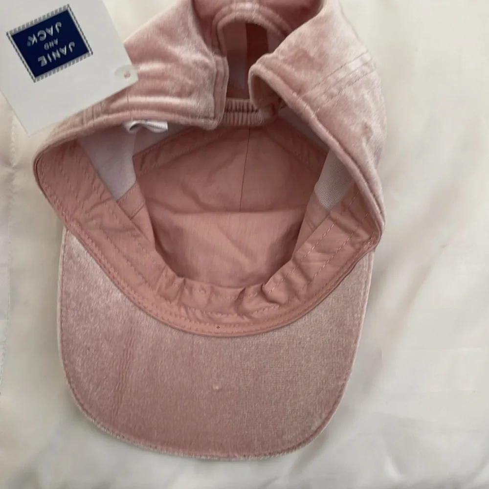 Janie and Jack Blush Pink Velvet Cap Size 2T-3